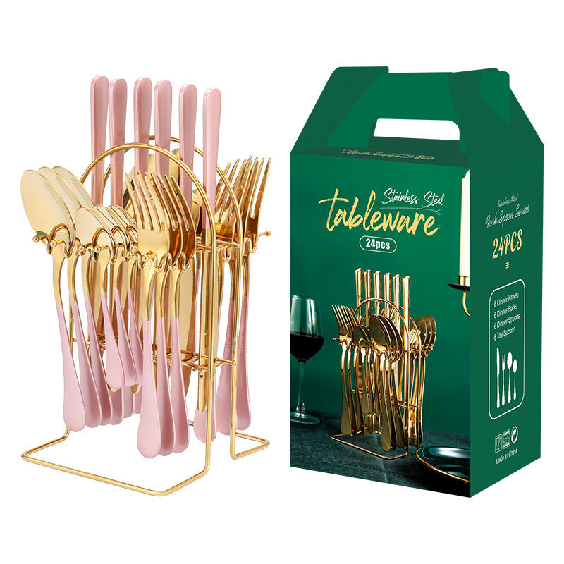 Good Stainless Steel Cutlery Set with Rack