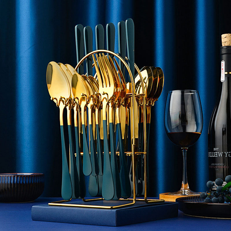 Good Stainless Steel Cutlery Set with Rack