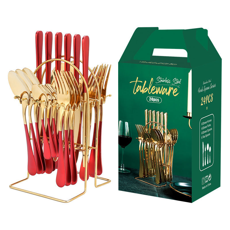 Good Stainless Steel Cutlery Set with Rack