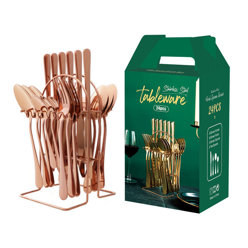 Good Stainless Steel Cutlery Set with Rack